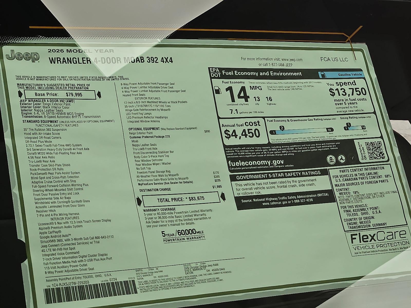 2026 Jeep Wrangler WRANGLER 4-DOOR MOAB 392