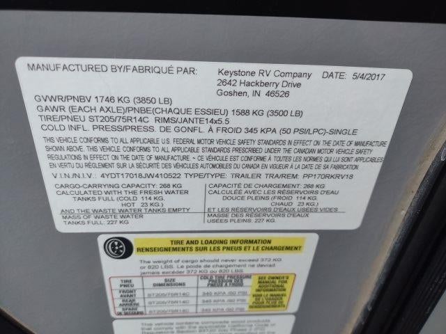 2018 Keystone Passport ROV 170RKRV