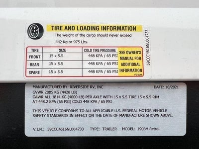 2022 Riverside Retro 190BH